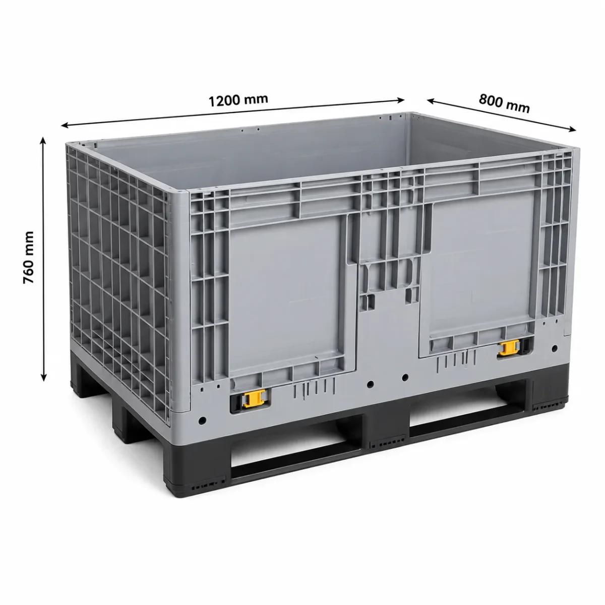1200 × 800 × 760 mm Caja de palet de plástico