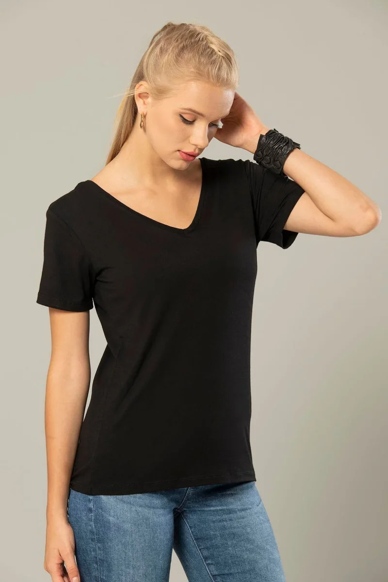 WeWeus T-Shirt for Women — V-Neck 237 · Black
