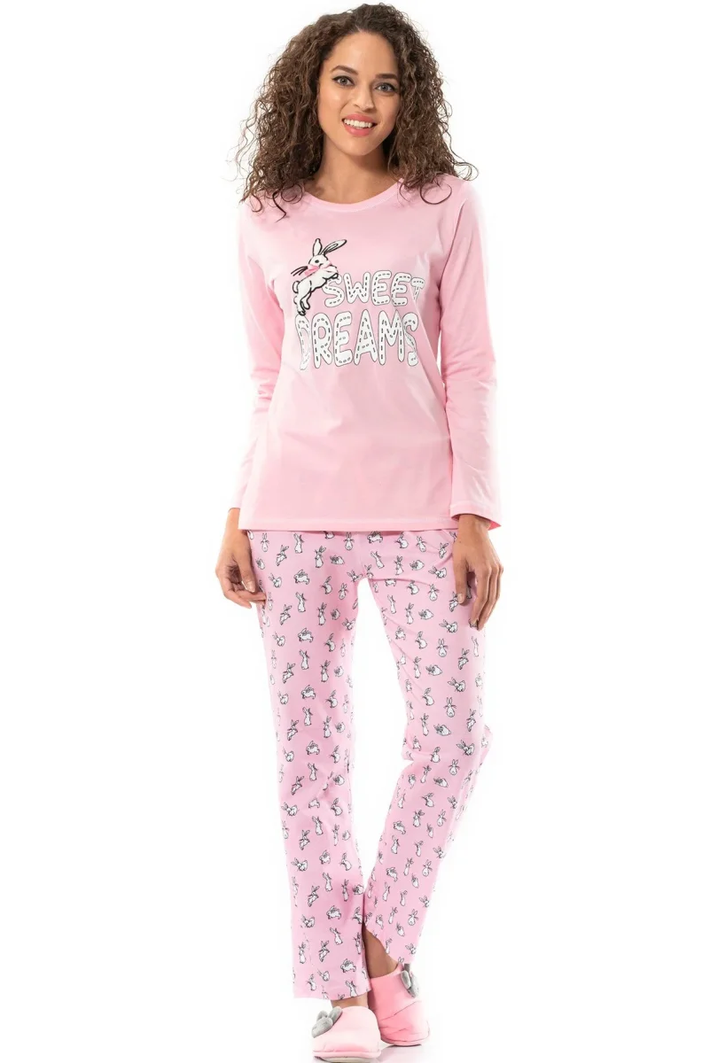 Pembe Baskılı Pijama Takımı