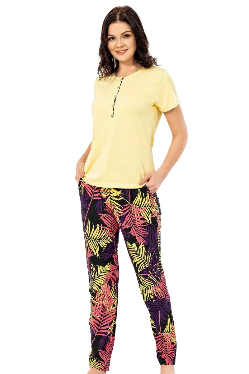 Ensemble pyjama pour femme — usage estival · Jaune