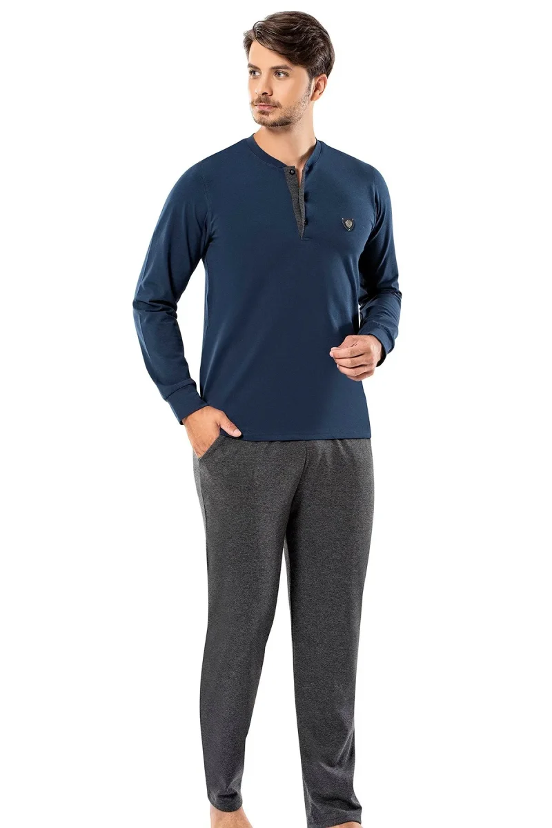 Conjunto de pijama para hombre — uso invernal · Azul marino