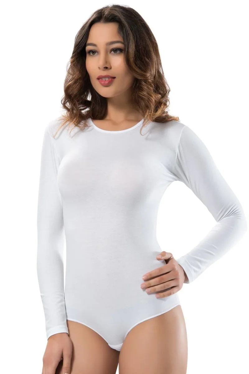 Bodysuit for Women — Long Sleeves, Hook Closure 2410