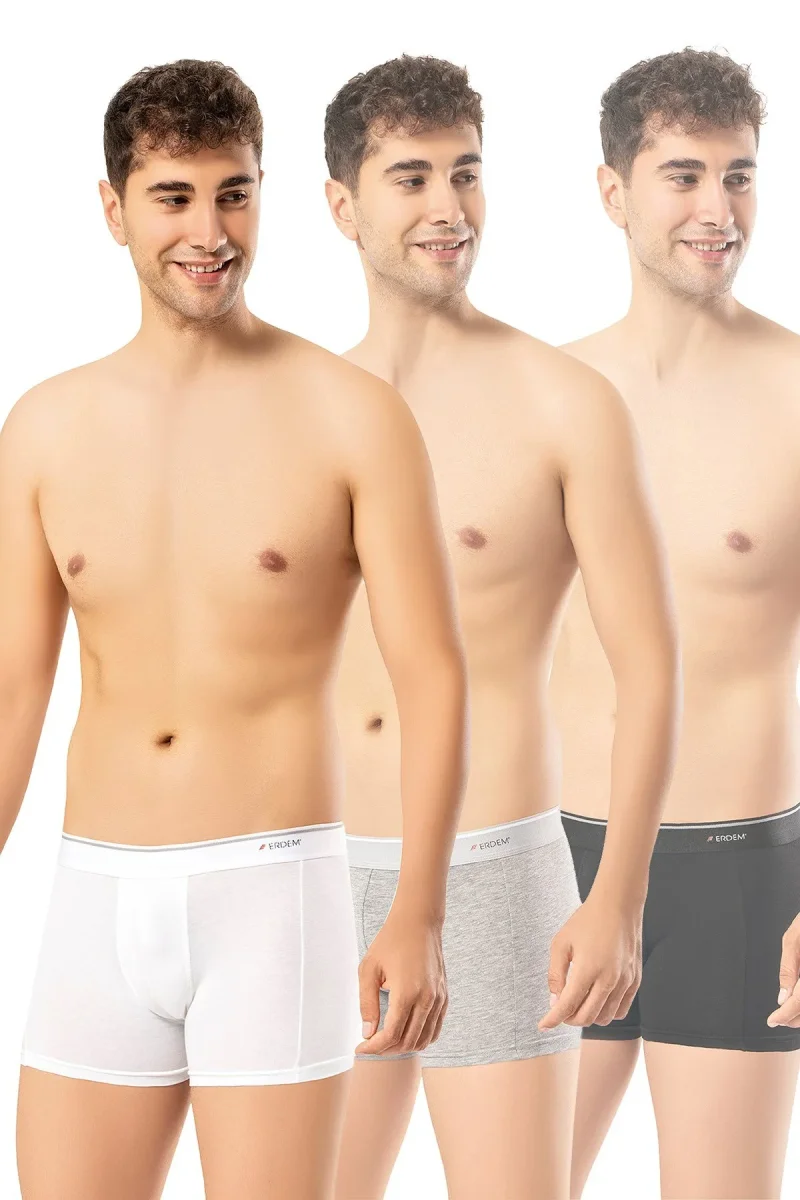 Siyah Beyaz Gri 3'lü Erkek Boxer