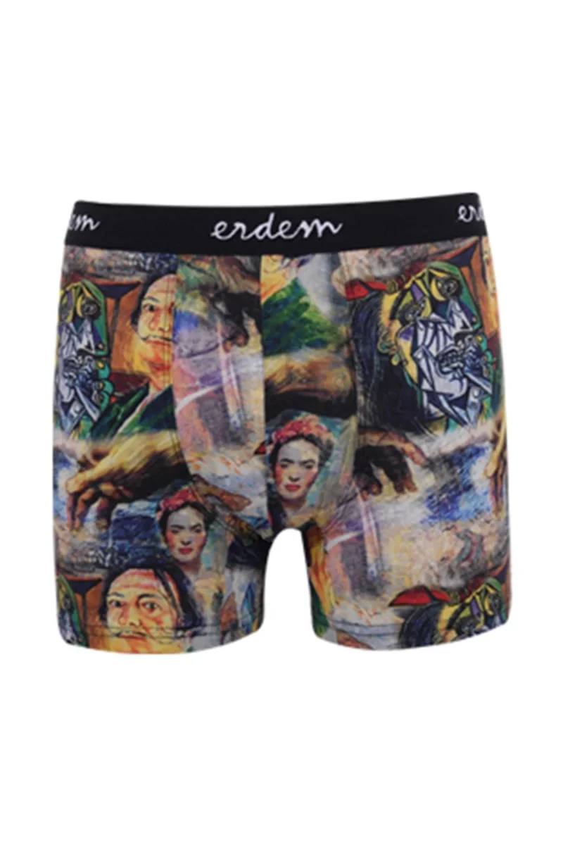 Siyah 5'li Dijital Baskılı Erkek Boxer
