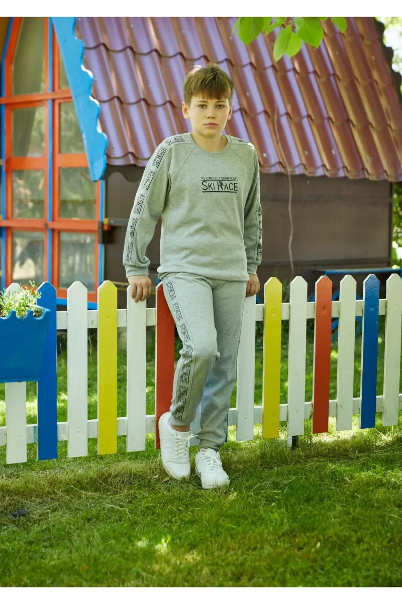 Ensemble pyjama pour garçon — usage hivernal · Gris