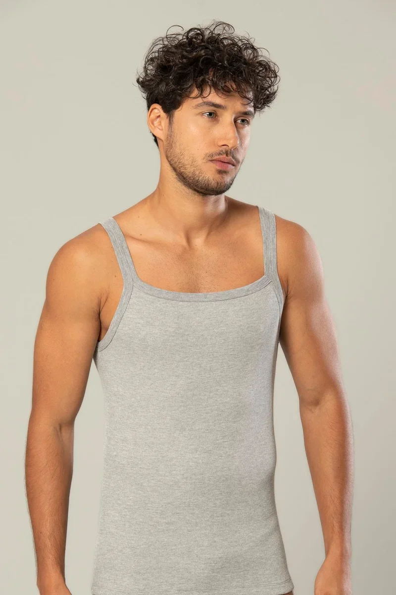 Tank Top for Men — Thin Straps, Stretch Rib-Knit Fabric 1117