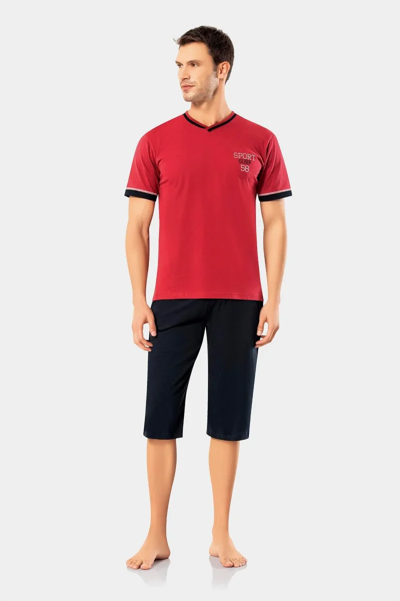 Bordo Erkek Yazlık Pijama Takımı 2023Y-06