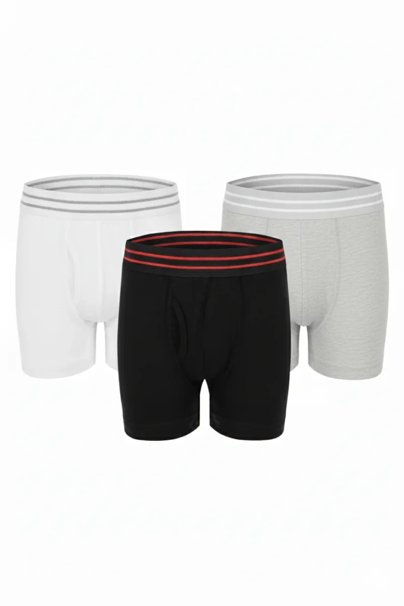 Boxer pour garçon 3363 · Noir / Blanc · Lot de 3