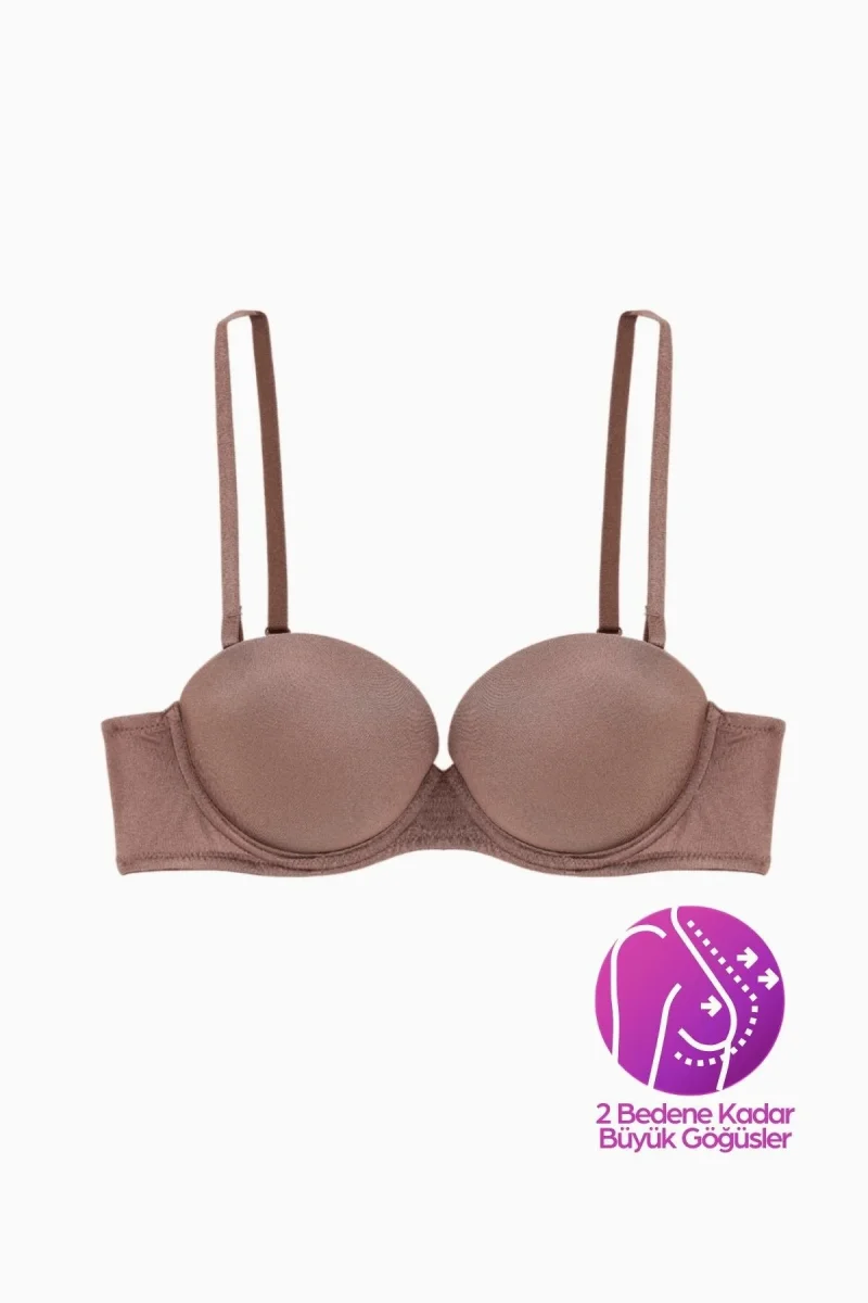 WeWeus sujetador para mujer — corte palabra de honor, efecto push-up 2537 · Bronce / Marrón